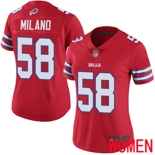 Women Buffalo Bills 58 Matt Milano Limited Red Rush Vapor Untouchable NFL Jersey